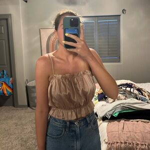 Champagne silk tank top